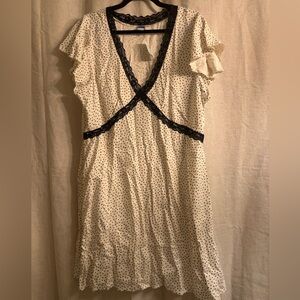 Old Navy Cream and Black Polka Dot Midi Dress